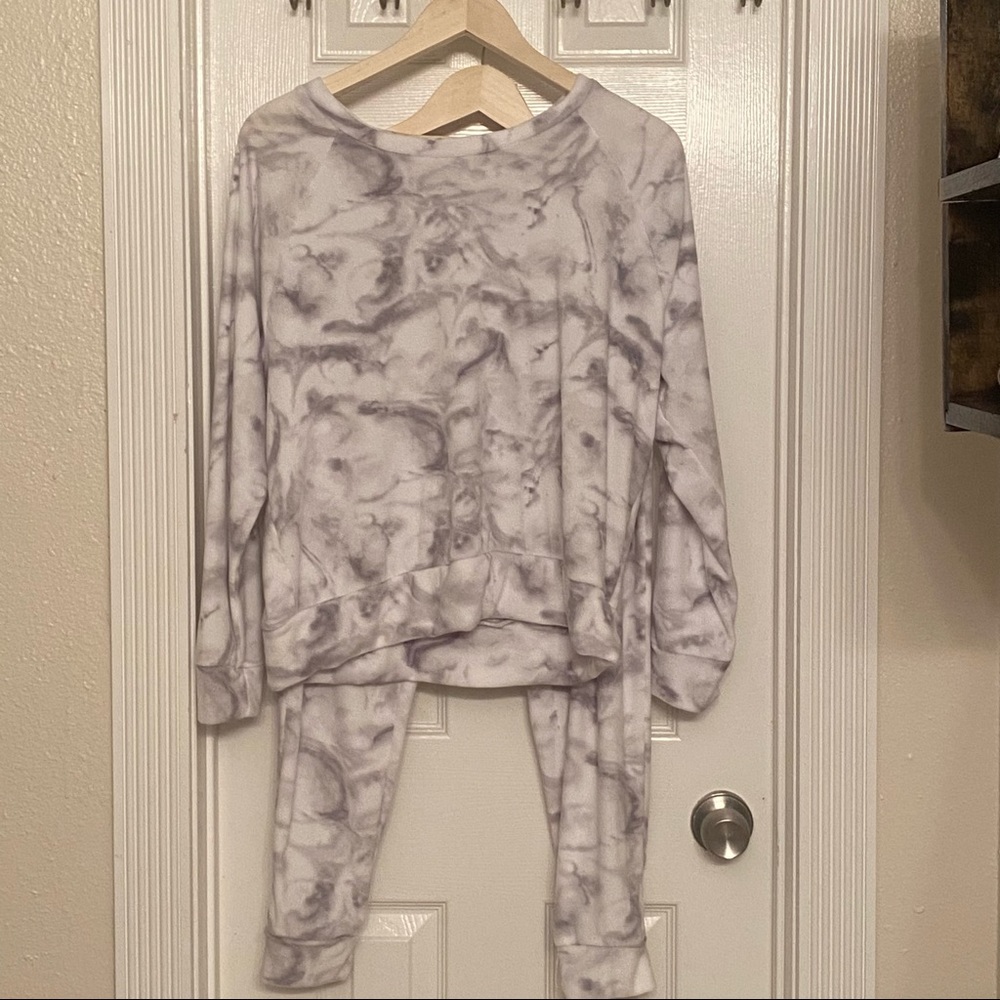 Danskin Marble Pajama Set, Fleece, Size XL